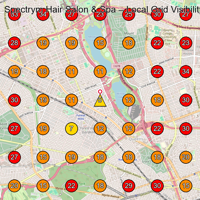 Spectrym Hair Salon & Spa GeoGrid visibility map for Day Spa in Queens